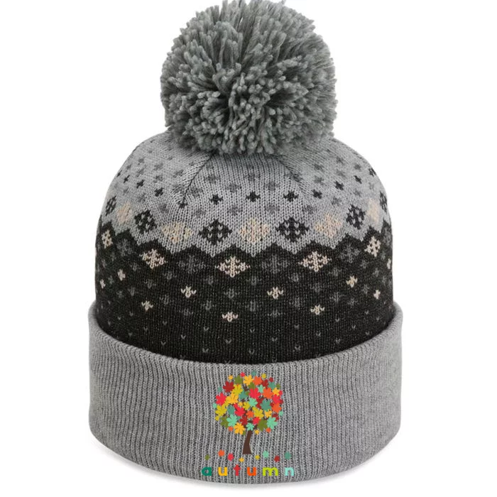 Autumn Tree Colorful Festive The Baniff Cuffed Pom Beanie