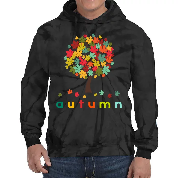 Autumn Tree Colorful Festive Tie Dye Hoodie