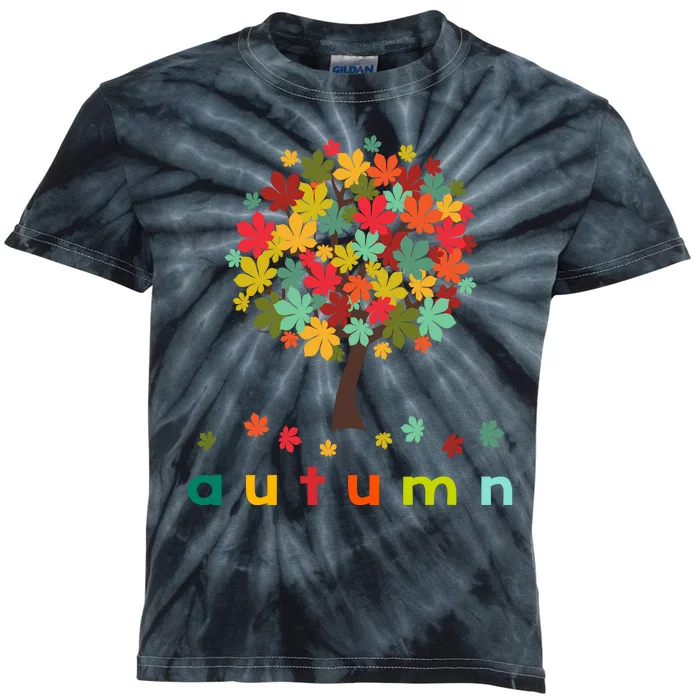 Autumn Tree Colorful Festive Kids Tie-Dye T-Shirt