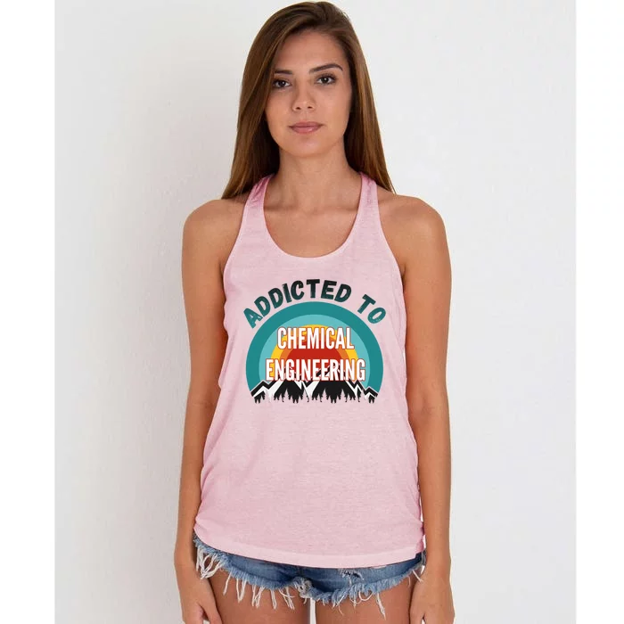 Addicted To Chemical Engineering College Major Gift Women's Knotted Racerback Tank