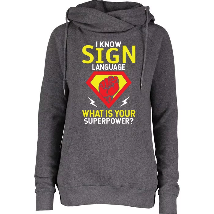 Asl Tee Deaf Tee Deaf Culture American Sign Language Womens Funnel Neck Pullover Hood