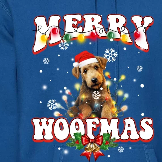 Airedale Terrier Dog Santa Hat Merry Woofmas Christmas Cool Gift Premium Hoodie