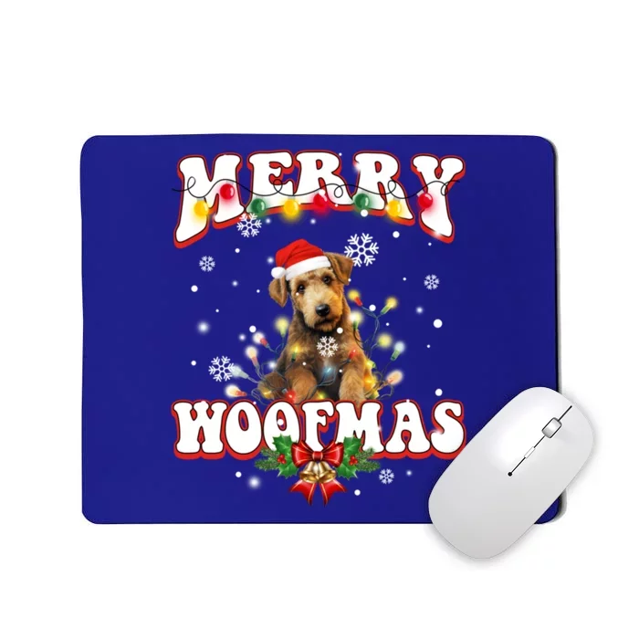 Airedale Terrier Dog Santa Hat Merry Woofmas Christmas Cool Gift Mousepad