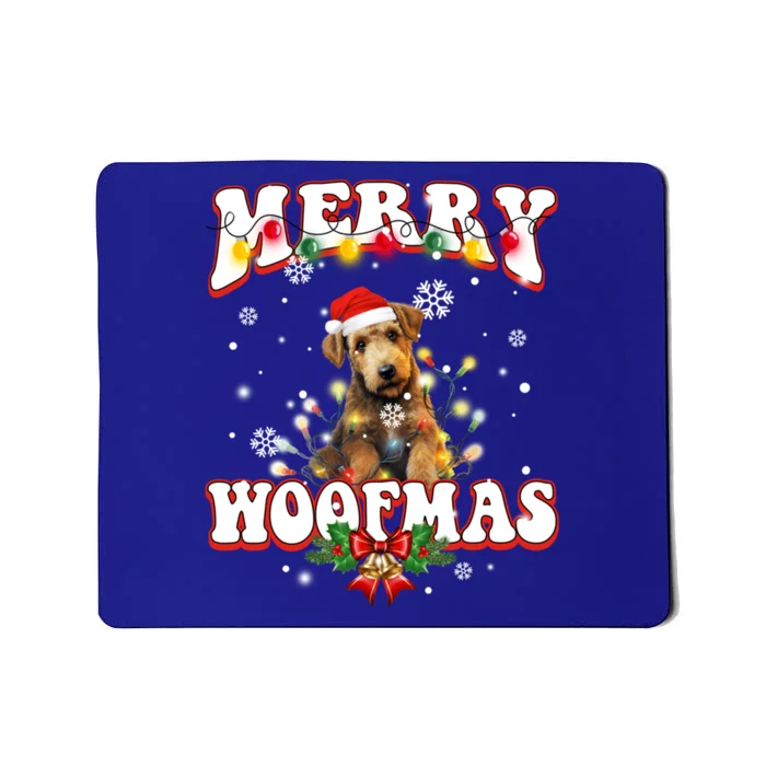 Airedale Terrier Dog Santa Hat Merry Woofmas Christmas Cool Gift Mousepad