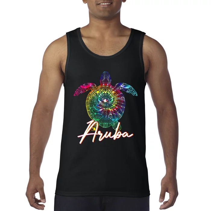 Aruba Tie Dye Sea Turtle Matching Family Vacation Tank Top