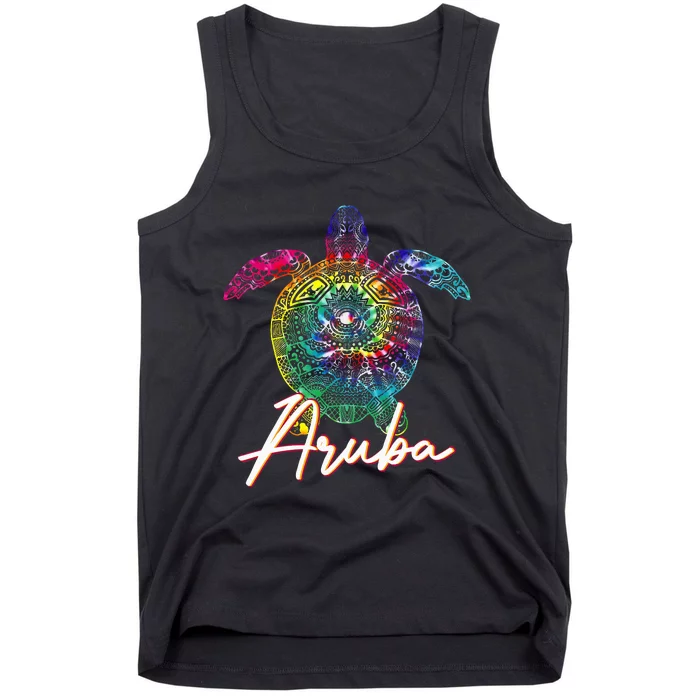 Aruba Tie Dye Sea Turtle Matching Family Vacation Tank Top