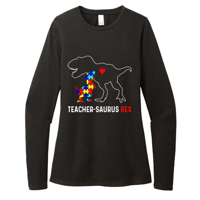 Autism Teacher Dinosaur Teachersaurus Rex Awareness Day Womens CVC Long Sleeve Shirt