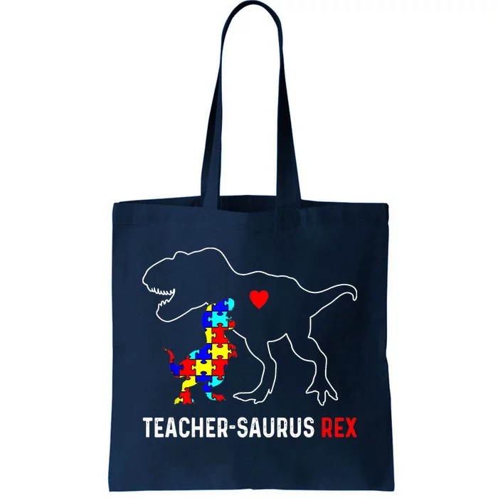 Autism Teacher Dinosaur Teachersaurus Rex Awareness Day Tote Bag