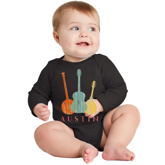 Austin Texas Distressed Music Baby Long Sleeve Bodysuit