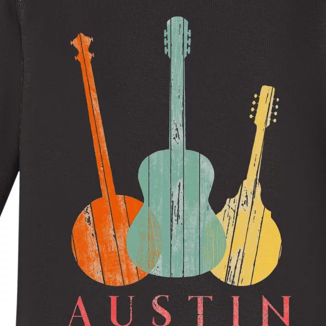 Austin Texas Distressed Music Baby Long Sleeve Bodysuit