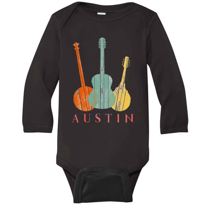 Austin Texas Distressed Music Baby Long Sleeve Bodysuit