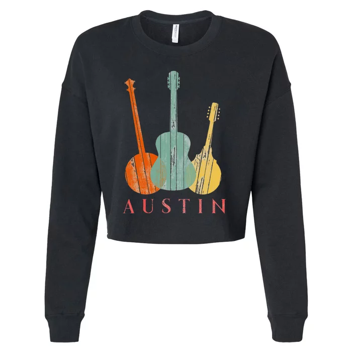 Austin Texas Distressed Music Cropped Pullover Crew