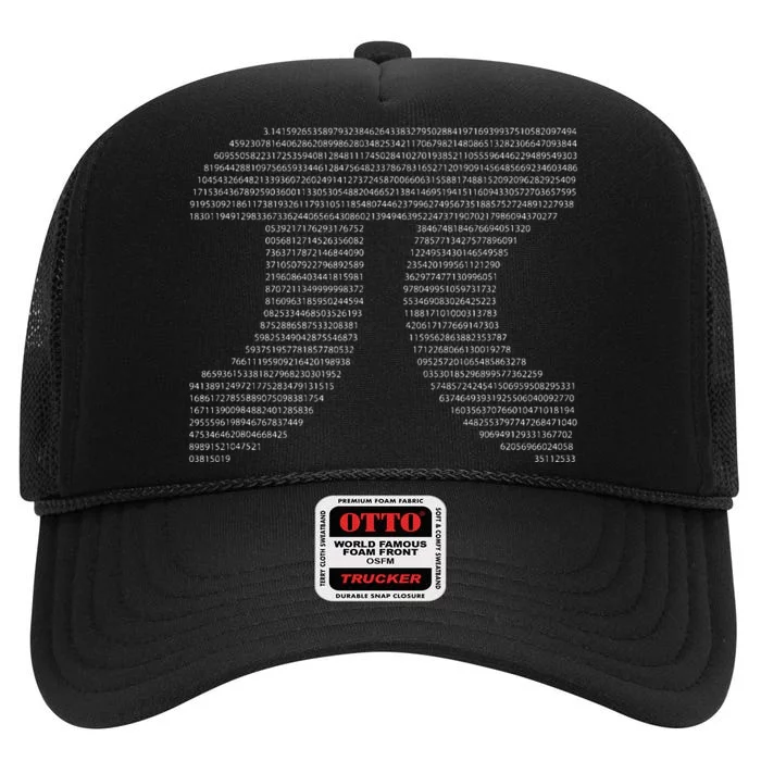 All The Digits Pi Day Pi Day All Sizes High Crown Mesh Trucker Hat