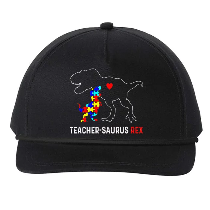 Autism Teacher Dinosaur Teachersaurus Rex Awareness Day Snapback Five-Panel Rope Hat