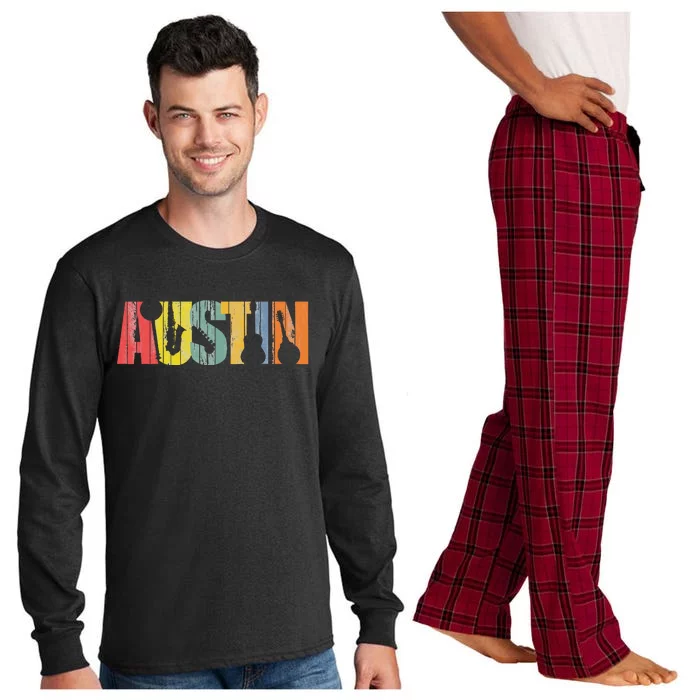 Austin Texas Distressed Vintage Musical Instrument Long Sleeve Pajama Set