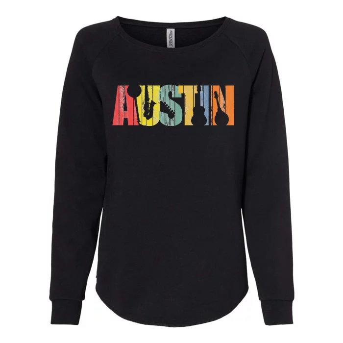 Austin Texas Distressed Vintage Musical Instrument Womens California Wash Sweatshirt