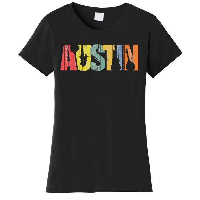 Austin Texas Distressed Vintage Musical Instrument Women's T-Shirt