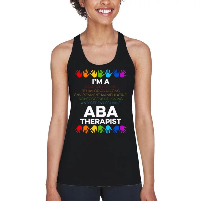 ABA Therapist Data Behavior Analyst Autism Therapy Women's Racerback Tank