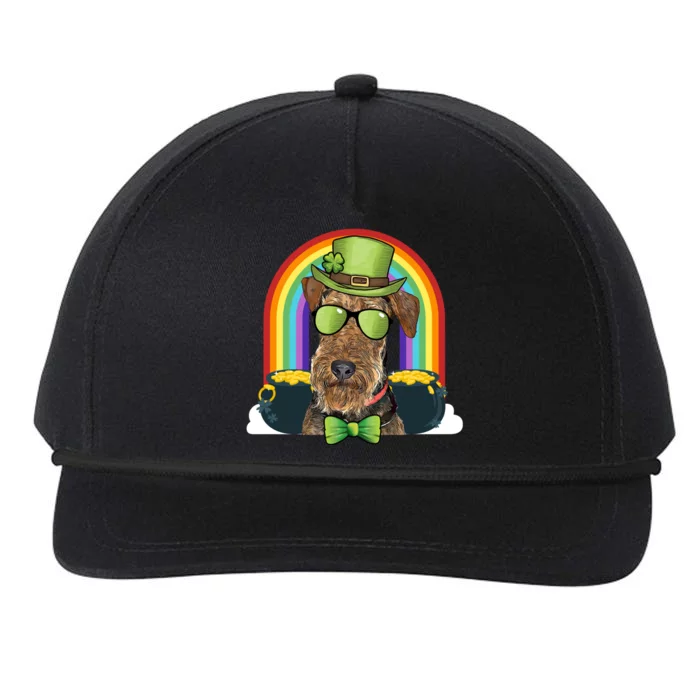 Airedale Terrier Dog Leprechaun Funny St Patricks Day Gift Snapback Five-Panel Rope Hat