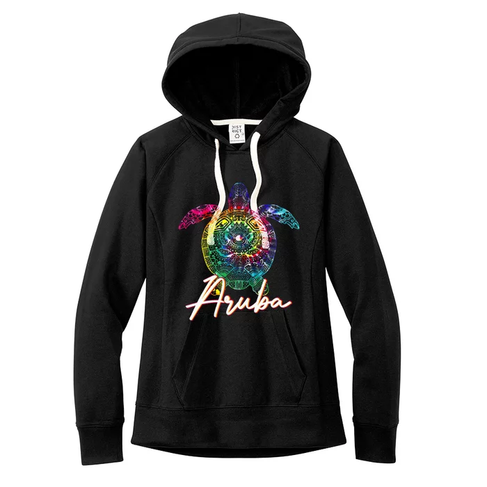 Aruba Tie Dye Sea Turtle Matching Family Vacation Women's Fleece Hoodie