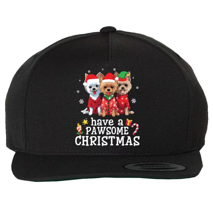 Australian Terrier Dogs Merry Day Have A Pawsome Christmas Gift Wool Snapback Cap