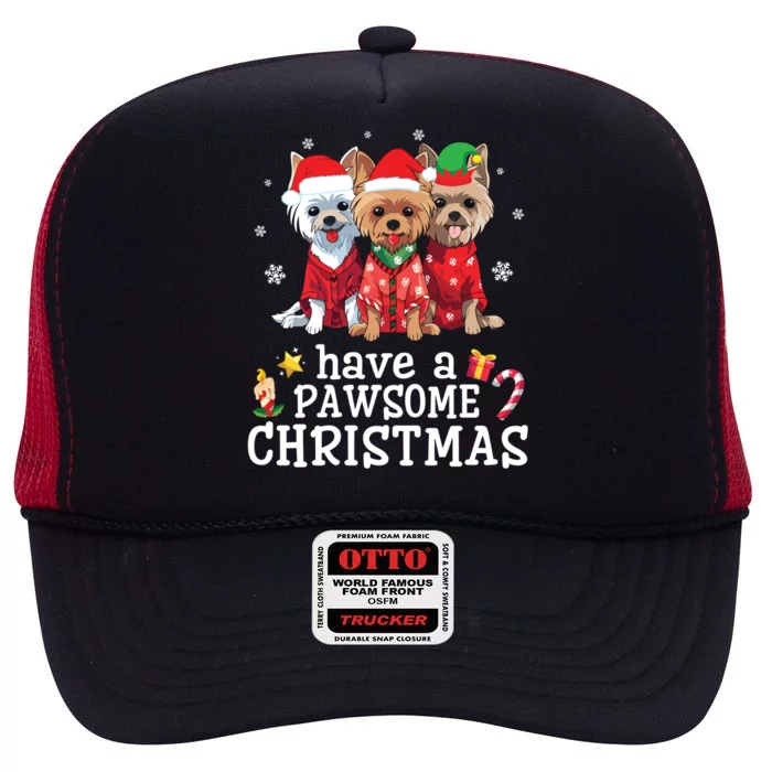 Australian Terrier Dogs Merry Day Have A Pawsome Christmas Gift High Crown Mesh Trucker Hat