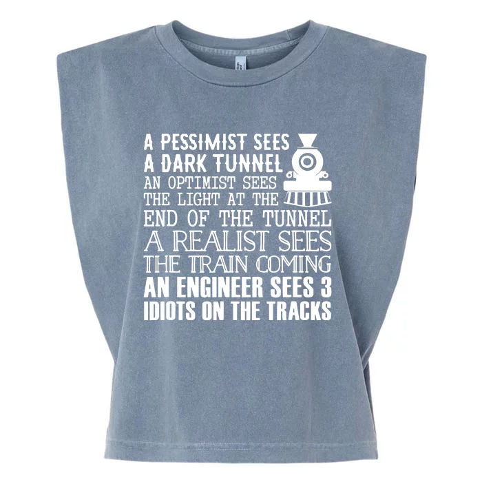 A Train Engineer And 3 Idiots Funny Joke Garment-Dyed Women's Muscle Tee