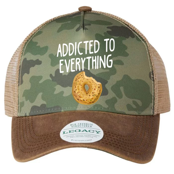 Addicted To Everything Quote Bagel Lover Gift Legacy Tie Dye Trucker Hat