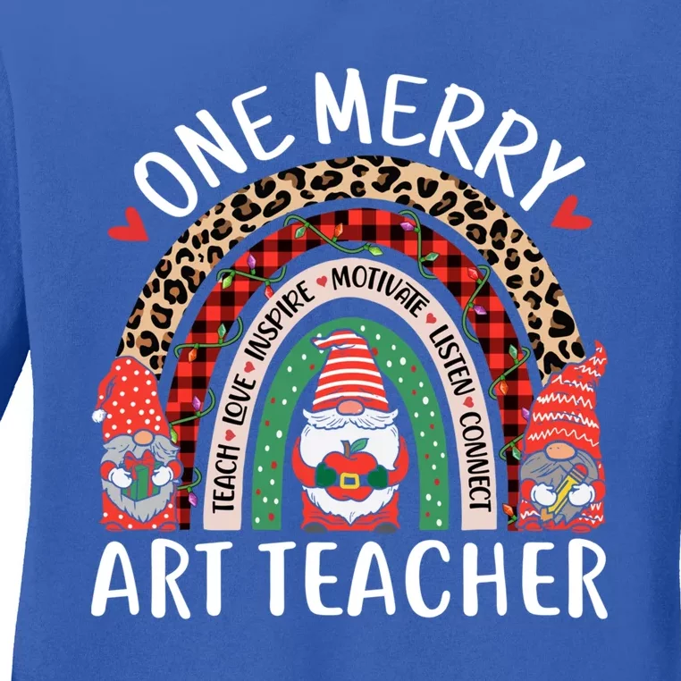 Art Teacher Funny Gnomes Christmas Teacher Rainbow Gift Ladies Long Sleeve Shirt