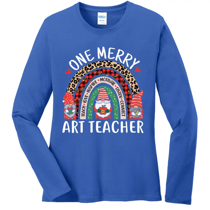 Art Teacher Funny Gnomes Christmas Teacher Rainbow Gift Ladies Long Sleeve Shirt