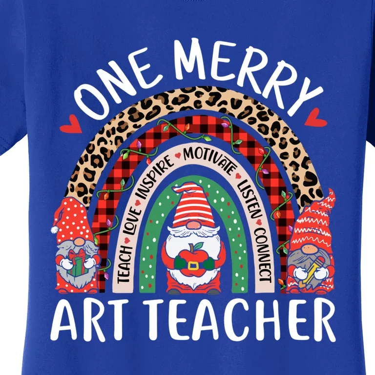 Art Teacher Funny Gnomes Christmas Teacher Rainbow Gift Women's T-Shirt