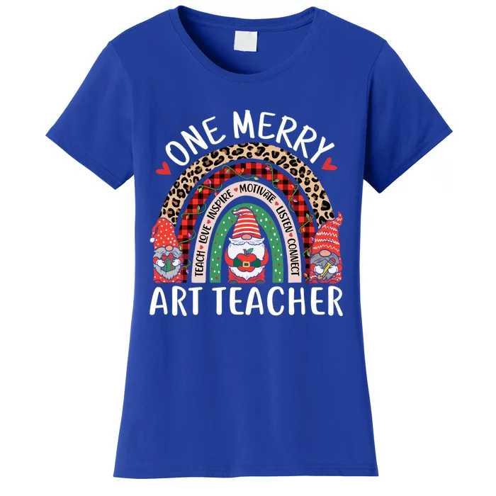 Art Teacher Funny Gnomes Christmas Teacher Rainbow Gift Women's T-Shirt