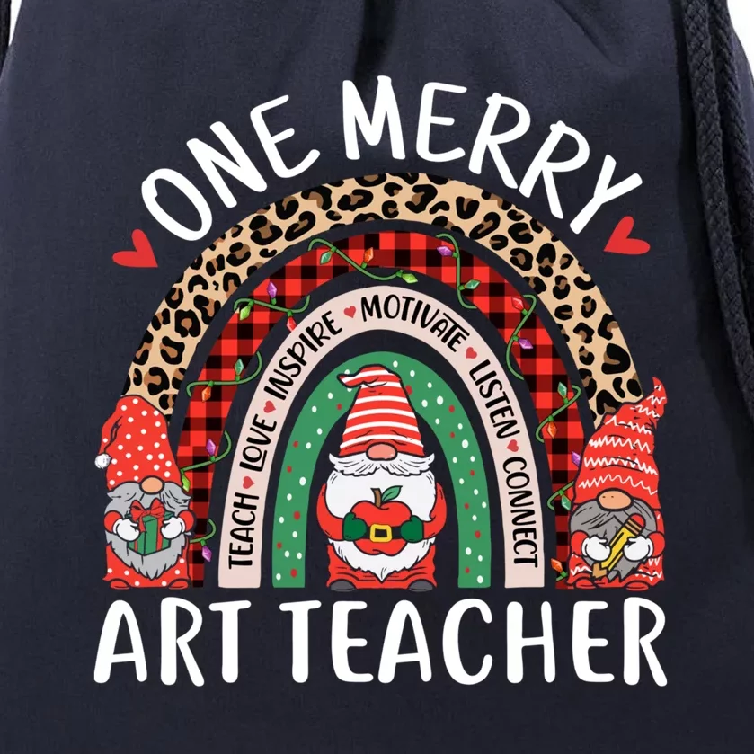 Art Teacher Funny Gnomes Christmas Teacher Rainbow Gift Drawstring Bag