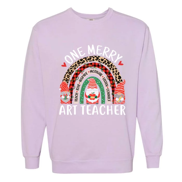 Art Teacher Funny Gnomes Christmas Teacher Rainbow Gift Garment-Dyed Sweatshirt