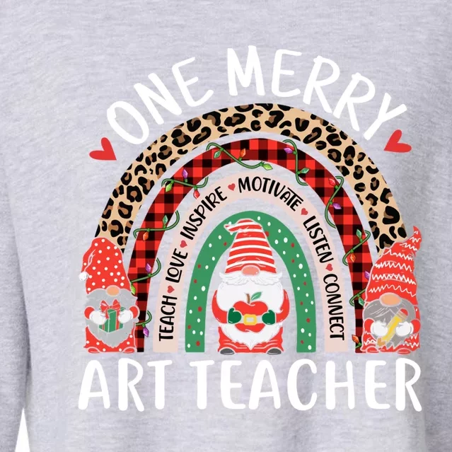 Art Teacher Funny Gnomes Christmas Teacher Rainbow Gift Cropped Pullover Crew