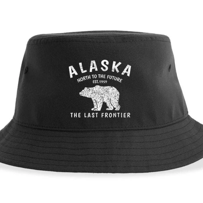 Alaska TheLast Frontier Est. 1959 Mountains Nature Grizzly Sustainable Bucket Hat