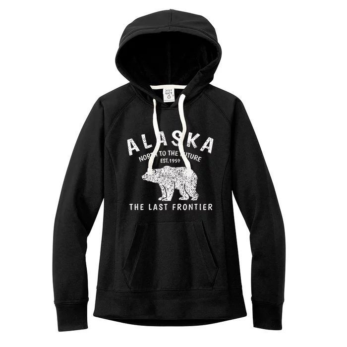 Alaska TheLast Frontier Est. 1959 Mountains Nature Grizzly Women's Fleece Hoodie