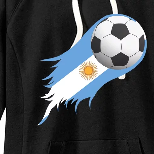 Argentina Team Flag Soccer Ball Women's Fleece Hoodie