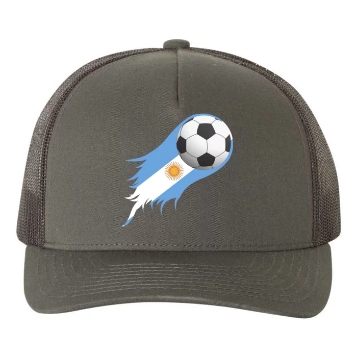 Argentina Team Flag Soccer Ball Yupoong Adult 5-Panel Trucker Hat