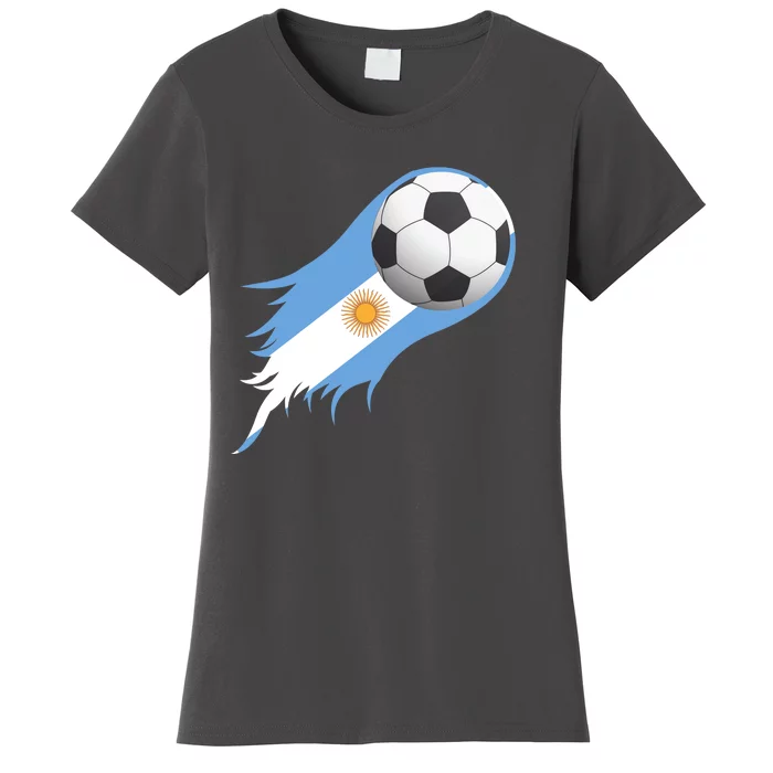 Argentina Team Flag Soccer Ball Women's T-Shirt