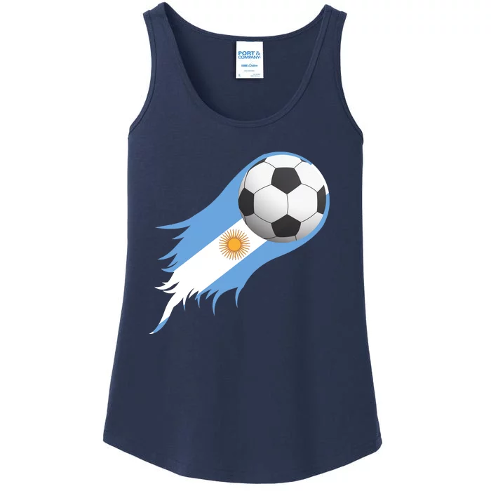 Argentina Team Flag Soccer Ball Ladies Essential Tank