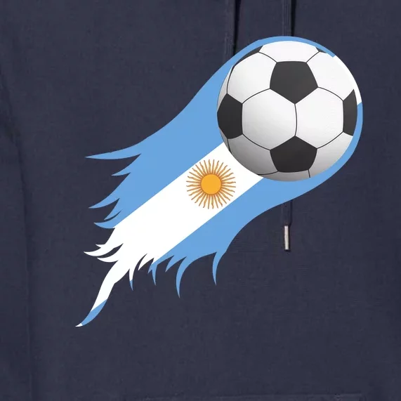 Argentina Team Flag Soccer Ball Premium Hoodie