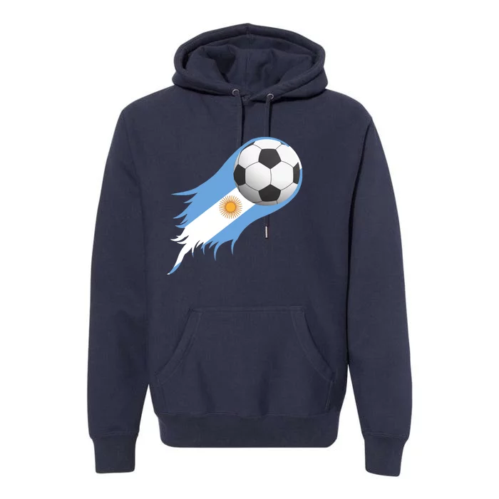 Argentina Team Flag Soccer Ball Premium Hoodie