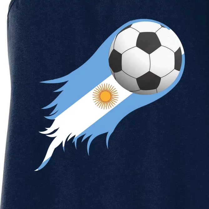 Argentina Team Flag Soccer Ball Women's Racerback Tank