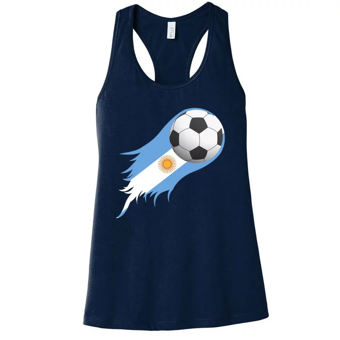 Argentina Team Flag Soccer Ball Women's Racerback Tank