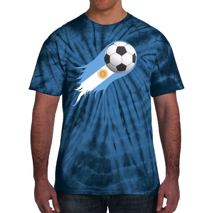 Argentina Team Flag Soccer Ball Tie-Dye T-Shirt