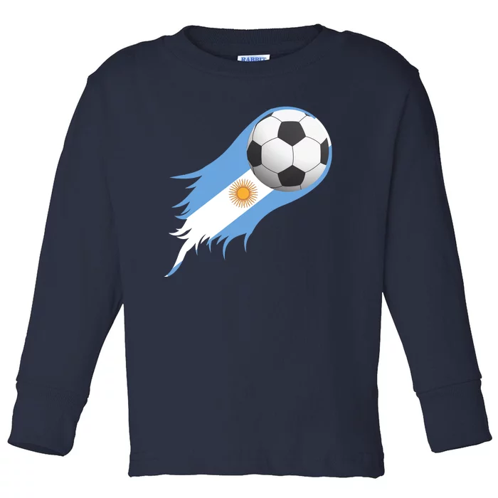 Argentina Team Flag Soccer Ball Toddler Long Sleeve Shirt