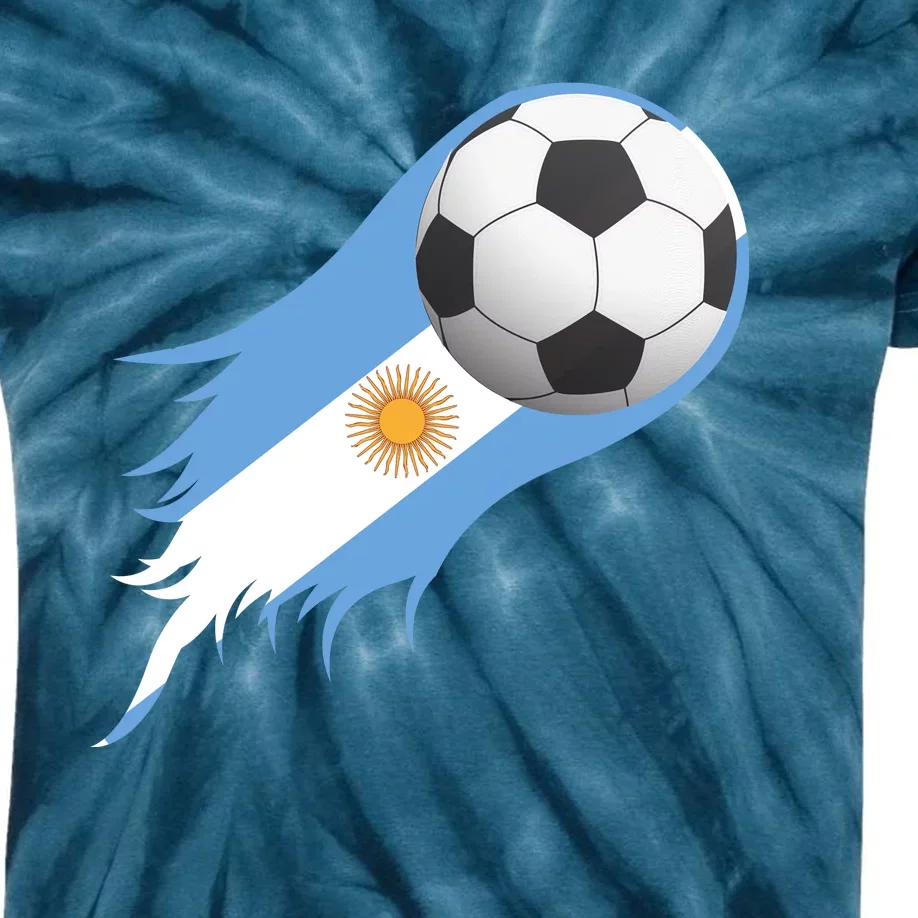 Argentina Team Flag Soccer Ball Kids Tie-Dye T-Shirt