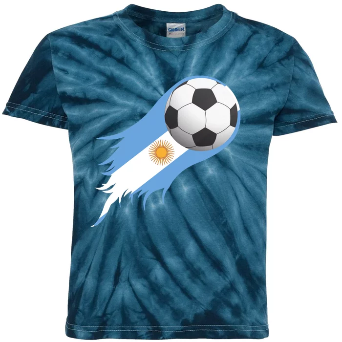 Argentina Team Flag Soccer Ball Kids Tie-Dye T-Shirt