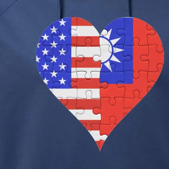 American Taiwanese Flag Heart Funny Gift Performance Fleece Hoodie